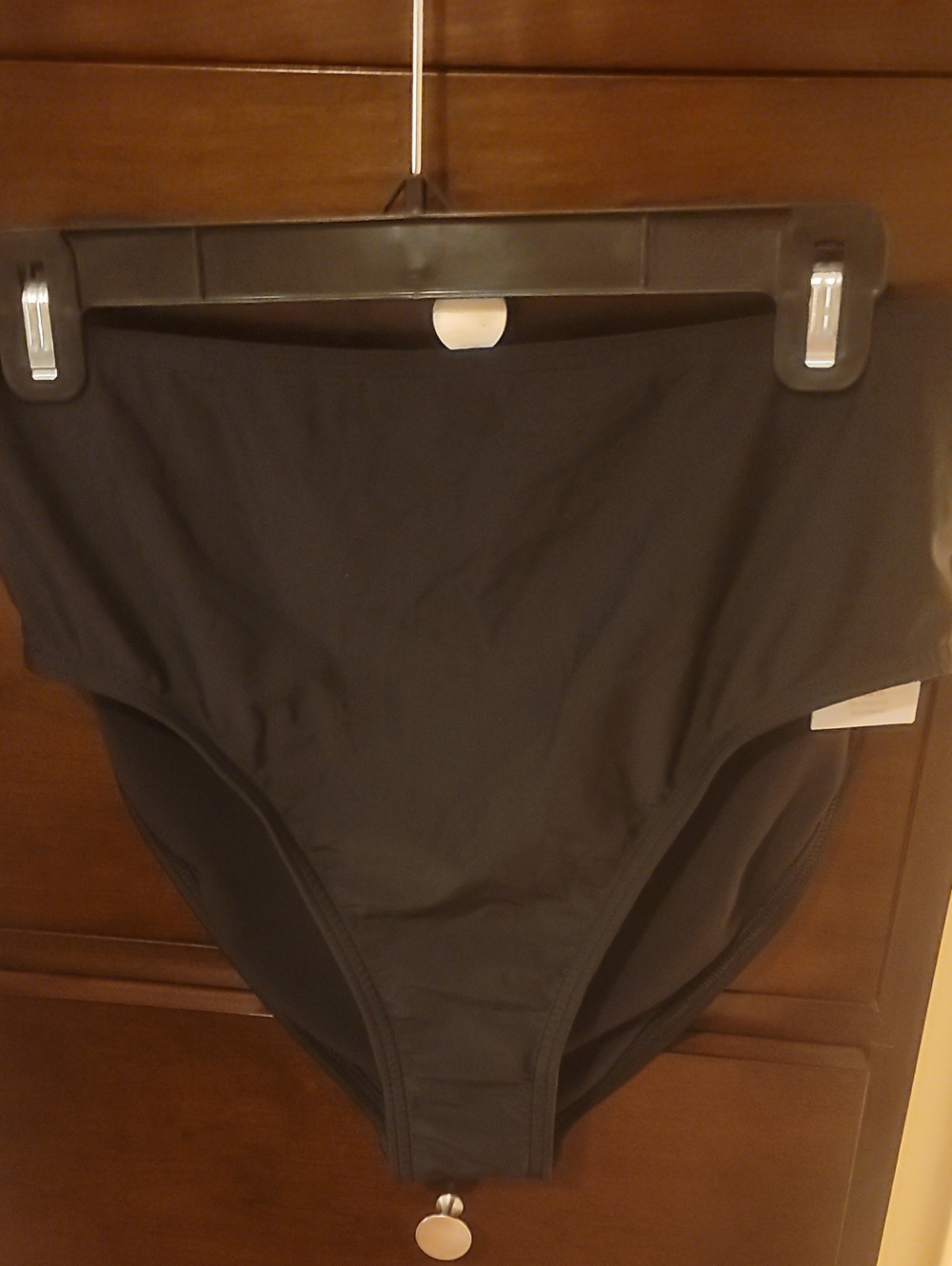 NWT Womens Lands' End Black High-Waisted High Leg Bikini Bottom Size M